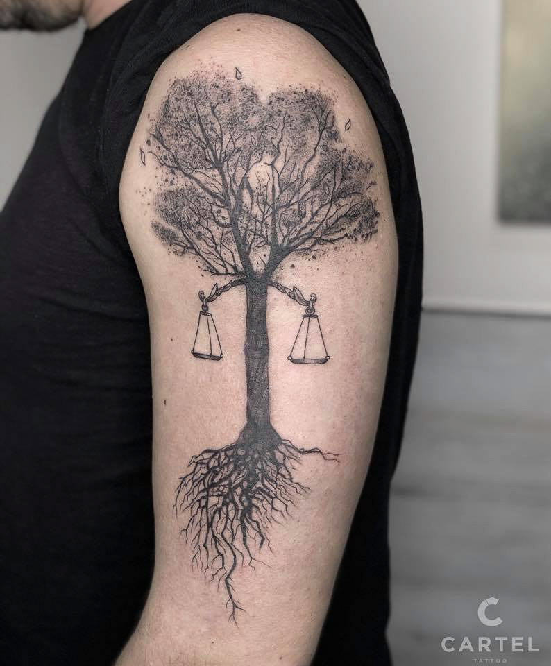 My Acacia Tree dotwork by Eddie Carranza, Rockabilly Tattoo, San Diego. : r/ tattoos