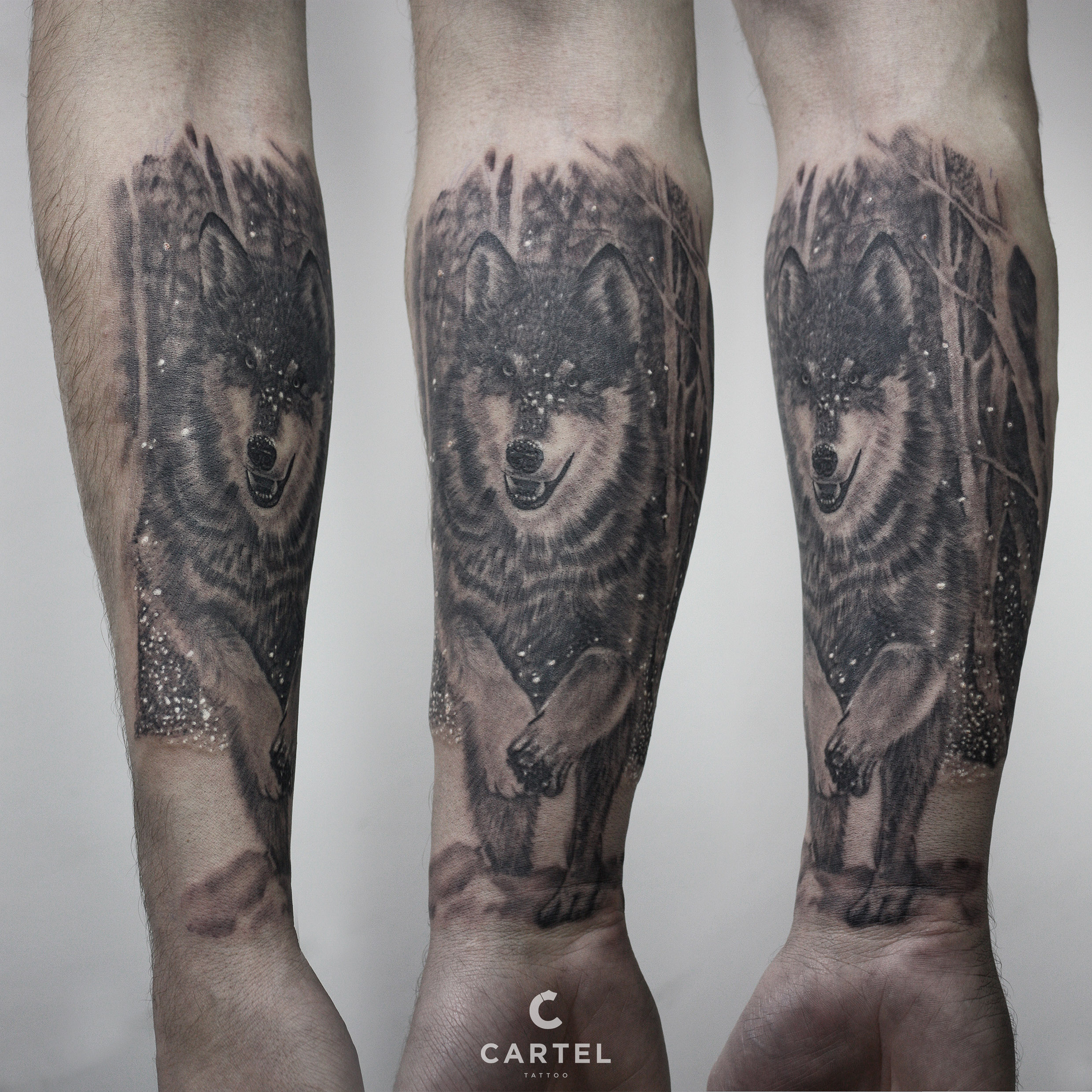 Ink'dom Tattoos - 📞8617796556 A symbol of fearlessness and strength, here  is an abstract wolf tattoo on the calf muscle for Suyash. ➡INKDOM TATTOO  AND CAFE 📍Hindustan Road (near spencers gariahat) #wolf #